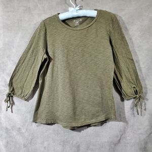 Architect 100% Cotton 3/4 Sleeve Top Olive Green M